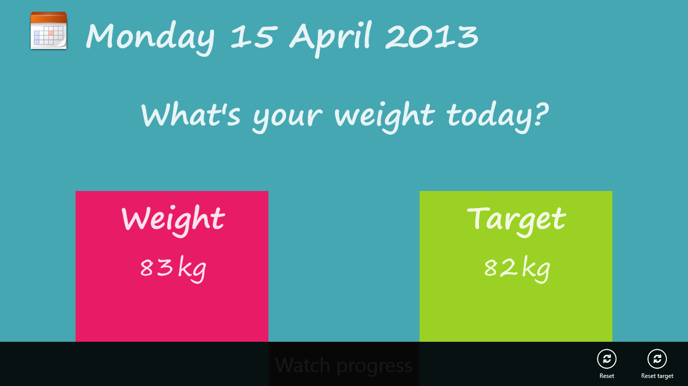 Reset your weight entries and/or target to start from scratch.