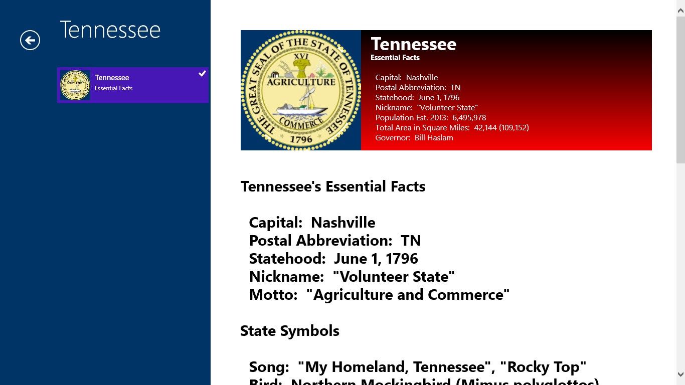Tennessee's Essential Facts