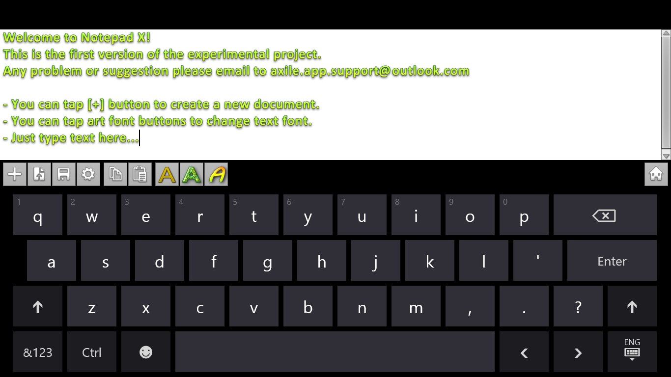 Type with virtual keyboard.