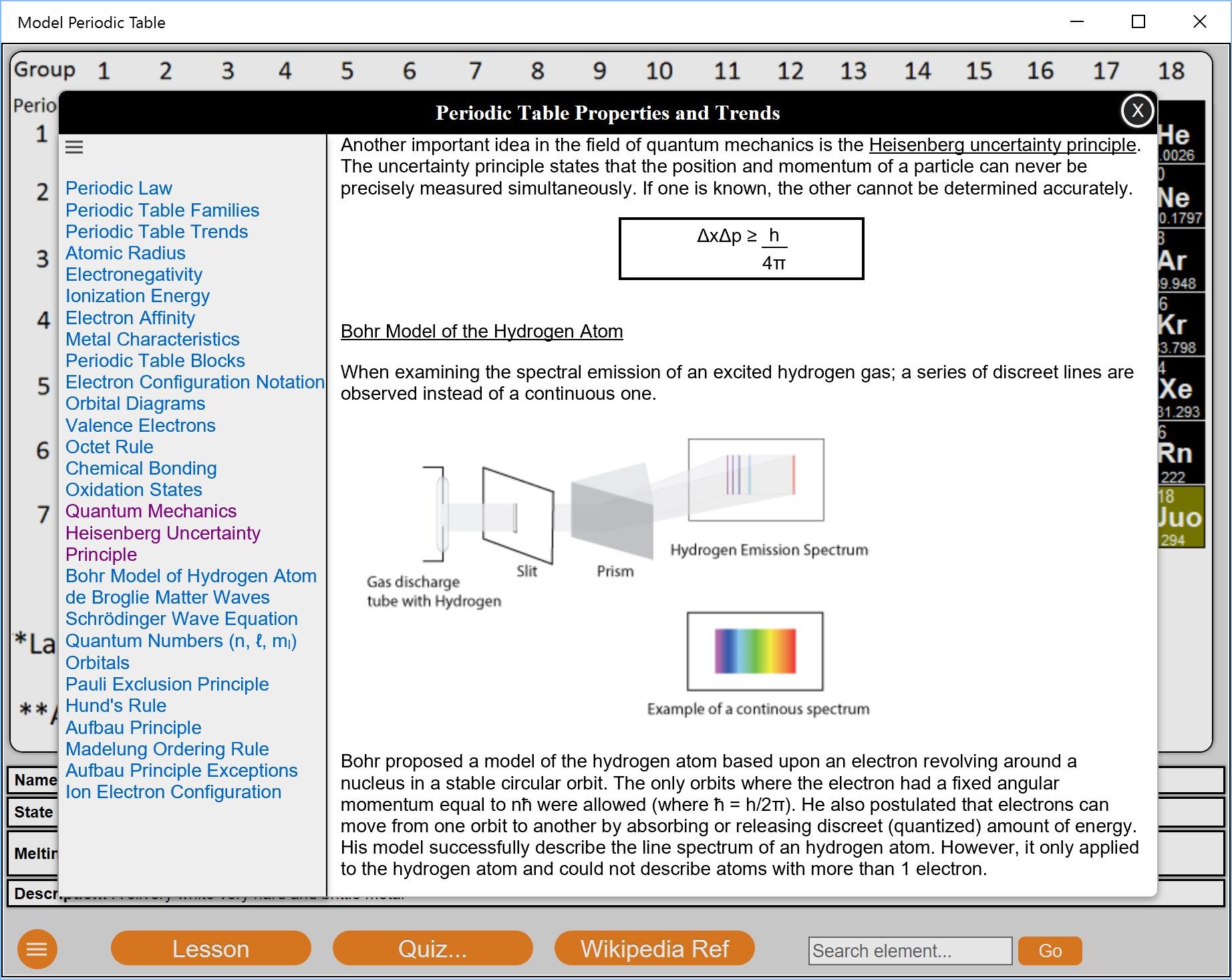 Model Periodic Table Lesson Screen