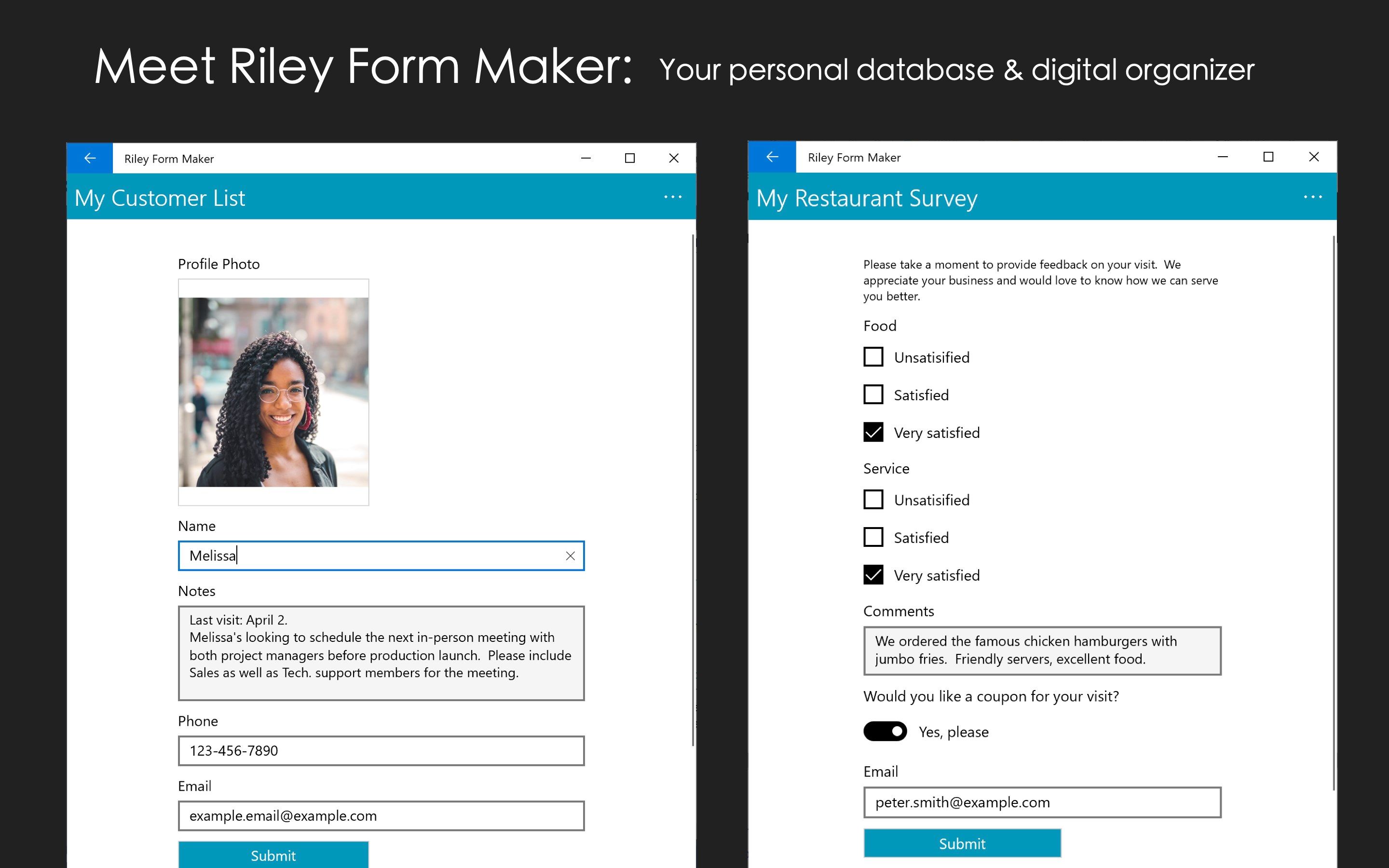 Riley Form Maker - Personal Database & Data Organizer