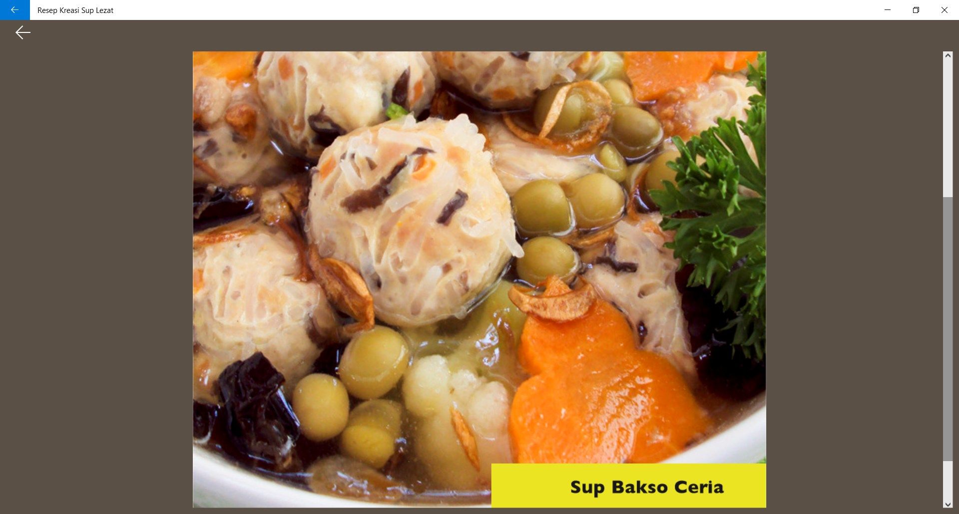 Menu lain yaitu sup bakso ceria, bakso tidak hanya daging ayam saja, namun kreasi campuran dengan sea food akan menjadikan cita rasa baru dalam rasa bakso.