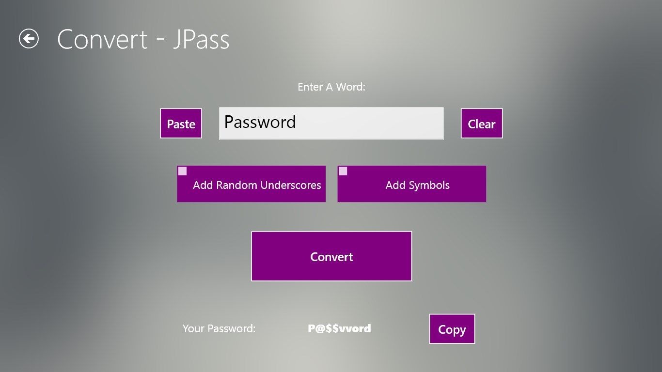 Convert a word to a password