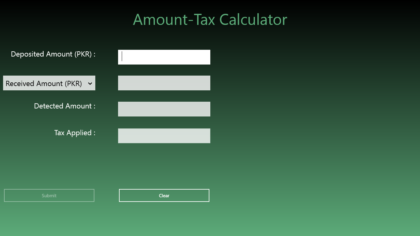 Tax Calculate+Received Amount Empty View