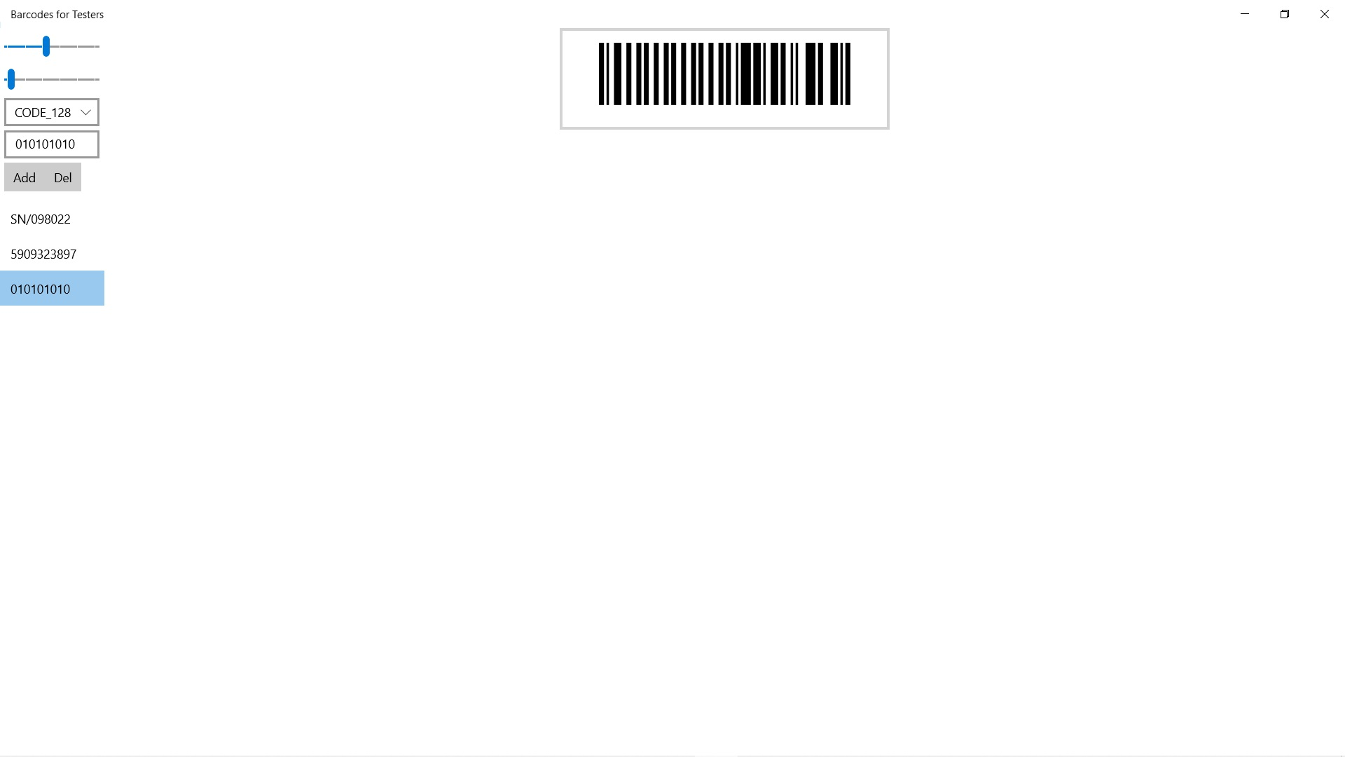 Barcodes for Testers