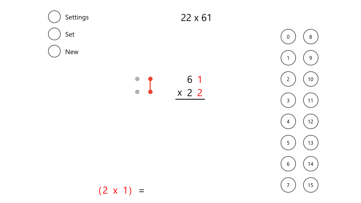 Multiply 2-digit numbers in 3 steps.