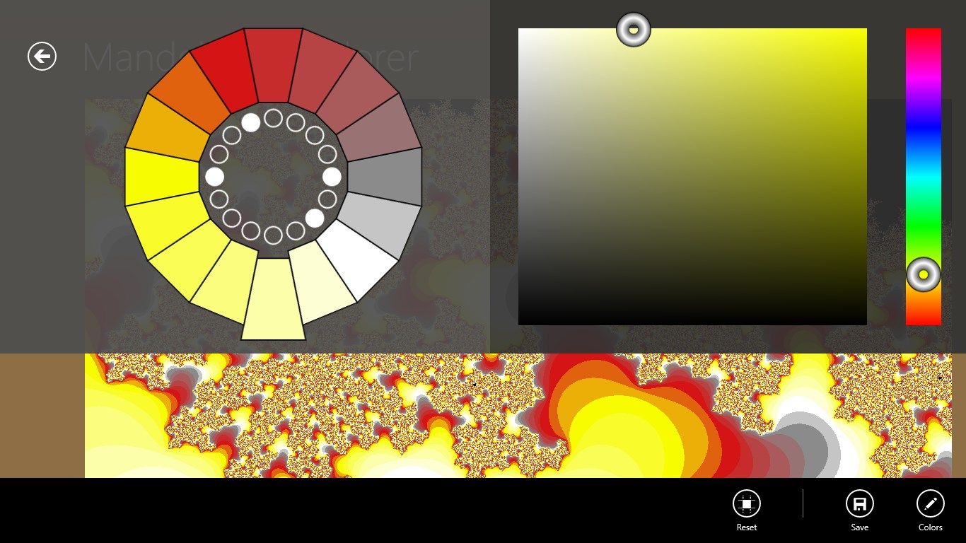 Color palette dialog with convenient automatic color gradients