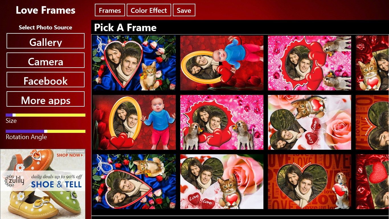 Select a love frame that you want to use