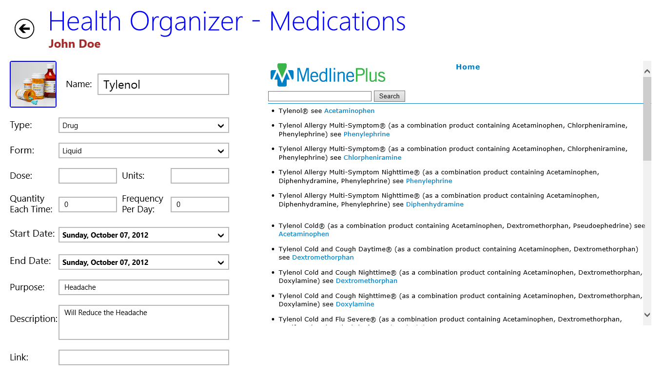 Medication Page