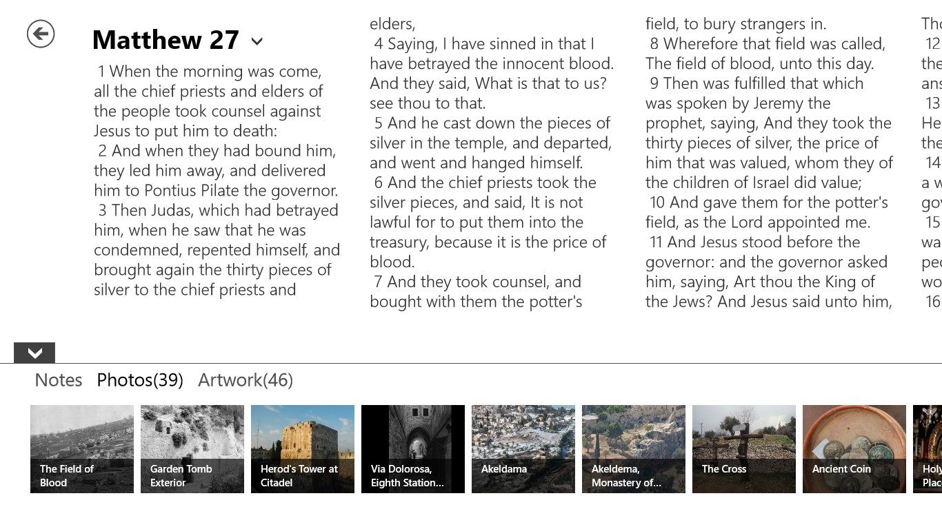 Read the Bible in the NIV or KJV translations with Photos & Artwork linked to each verse