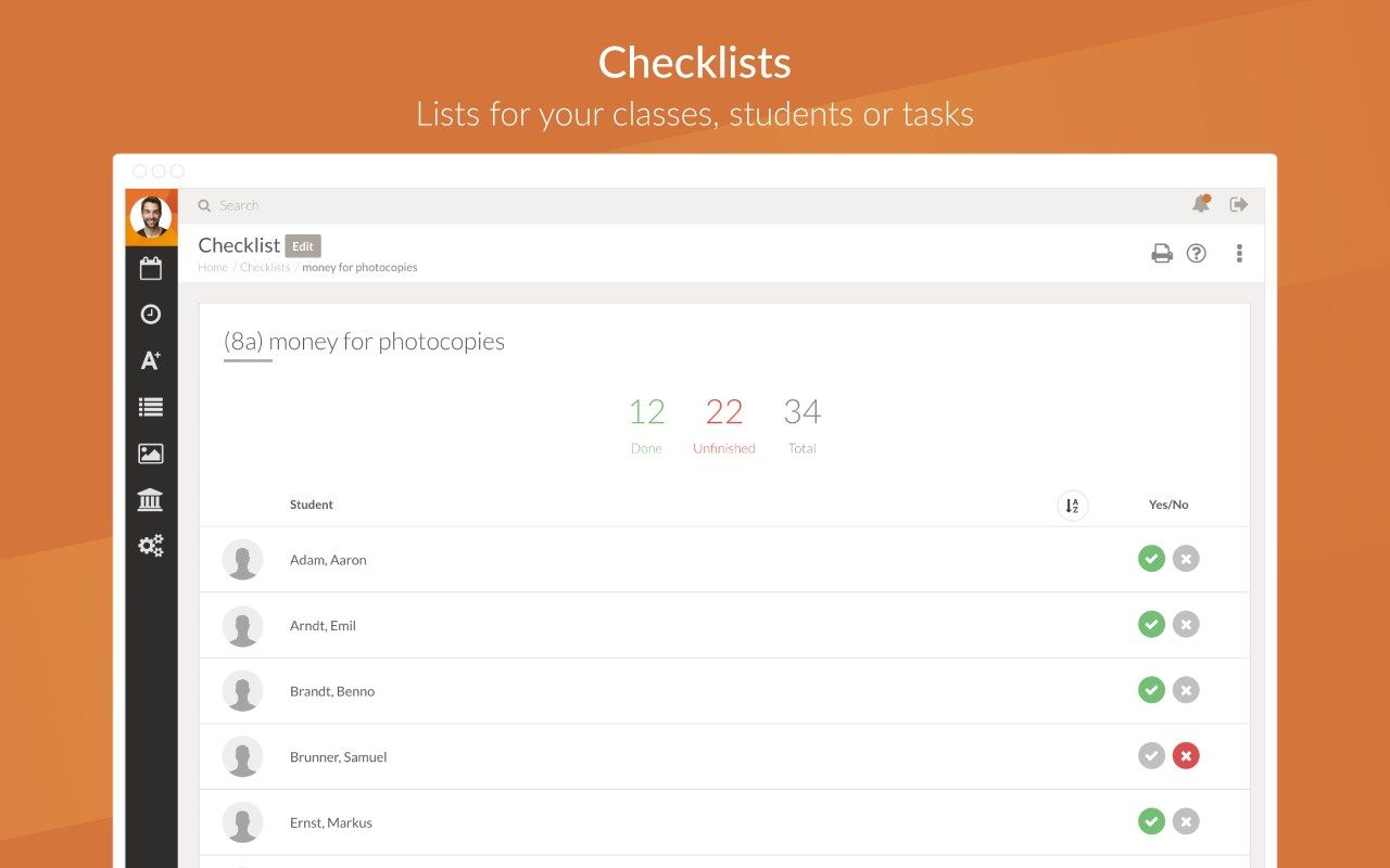 Checklists - List for your classes, students or tasks