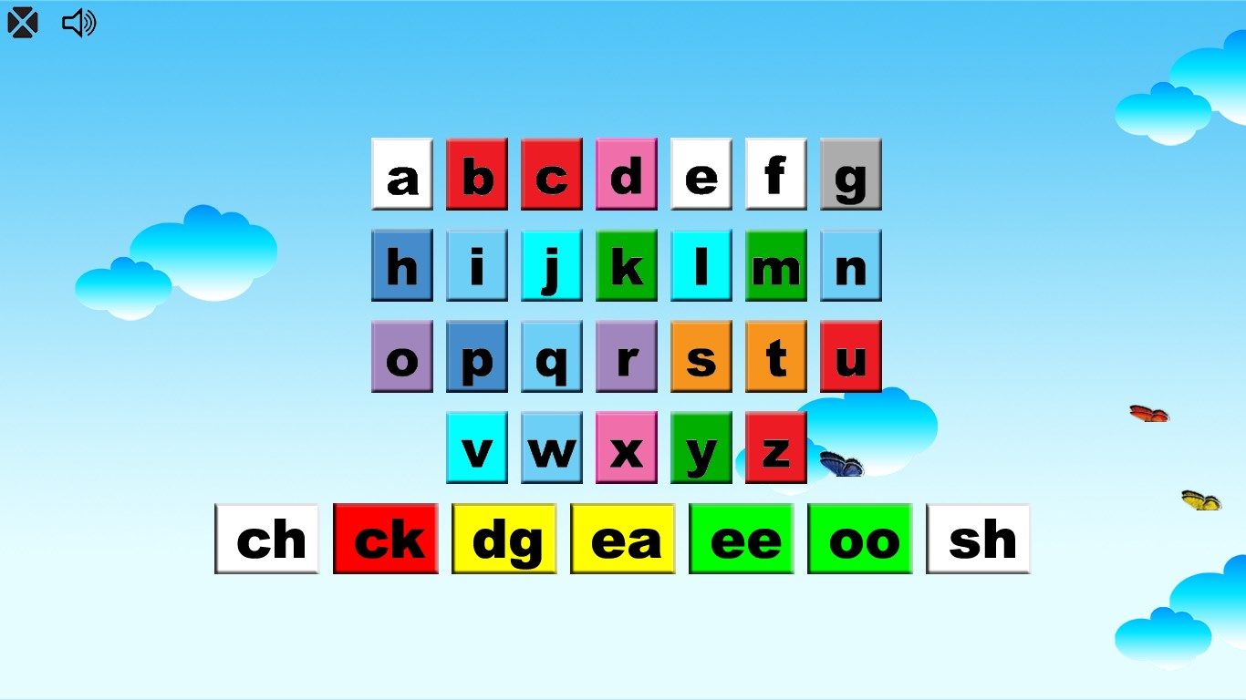 Game: abc shake - click letters to shake them, and hear sound they make