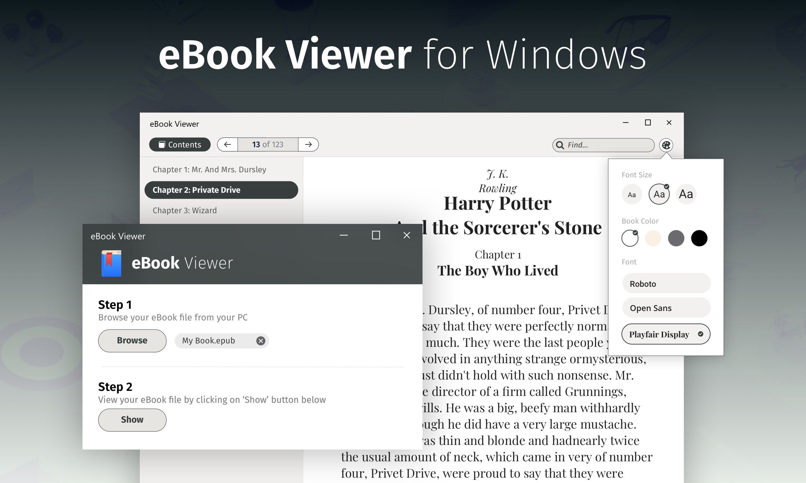 eBook Reader (ePub, Mobi and PDF books)