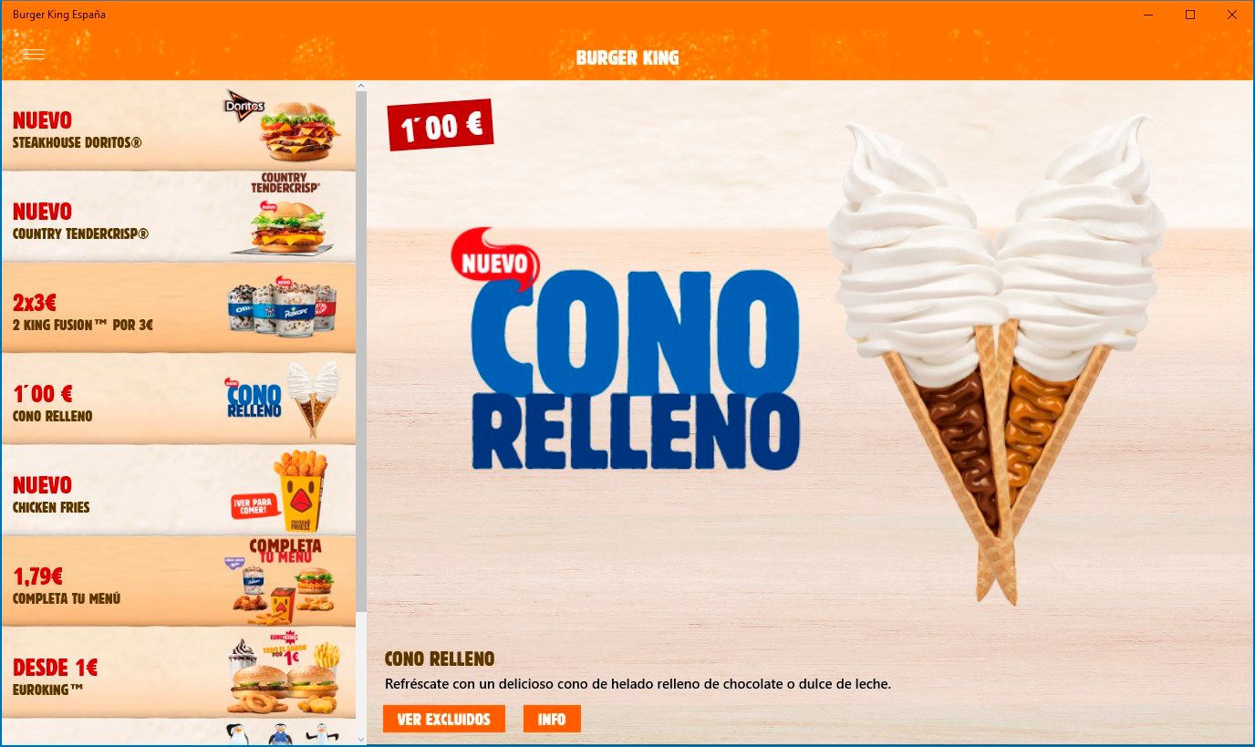 Promociones únicas desde la aplicación de Burger King España