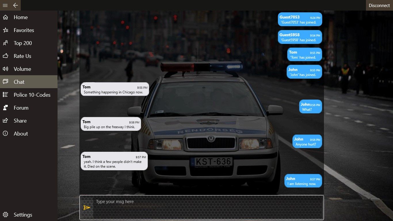 Chat in Real-Time with all users.