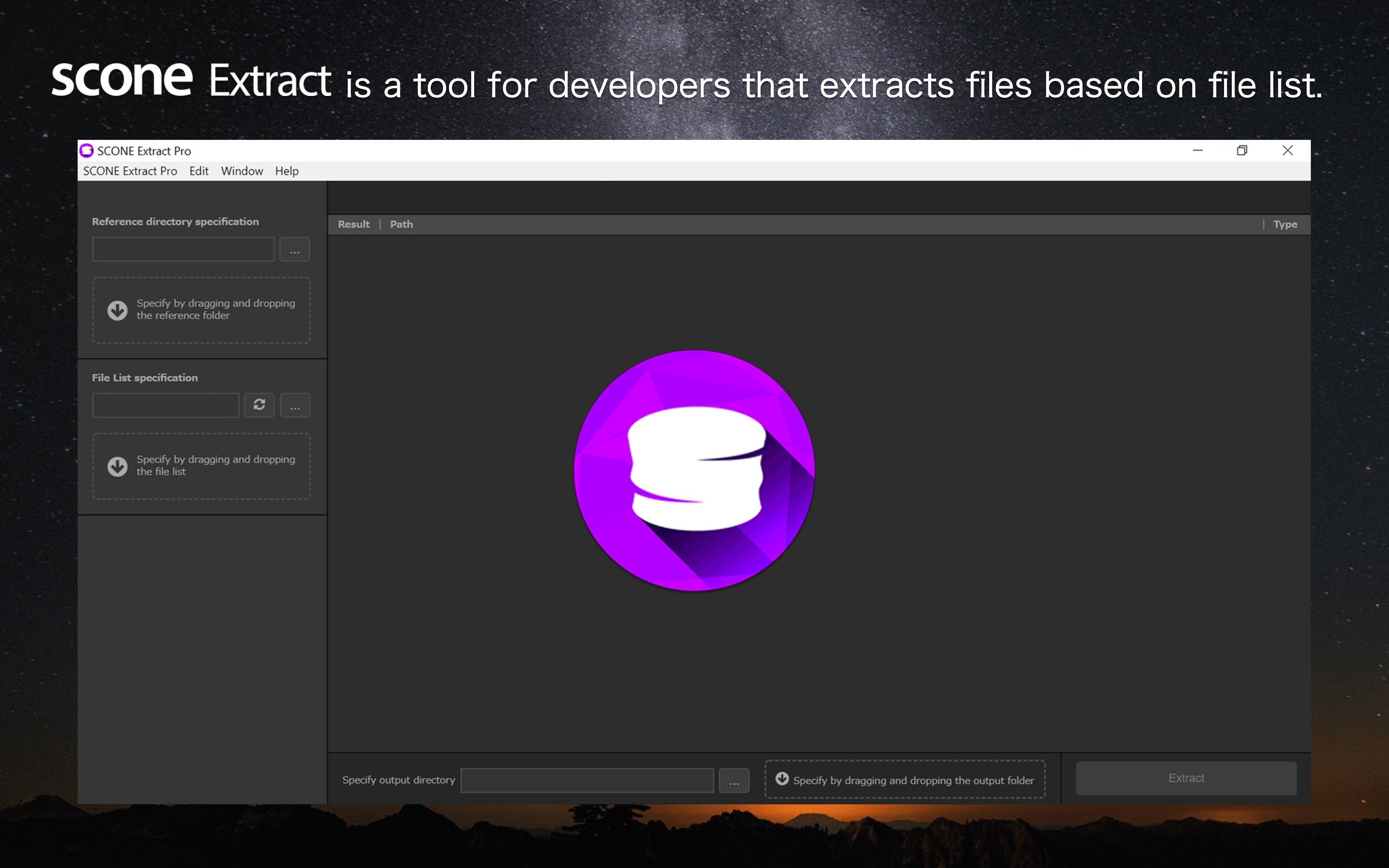 SCONE Extract is a tool for developers that extracts files based on file list.