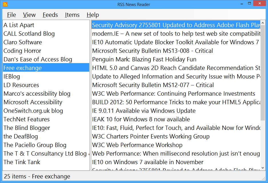 Accessible RSS News Reader