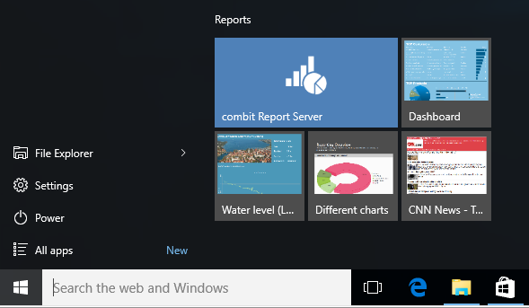 Pin your favourite reports directly to the start menu.