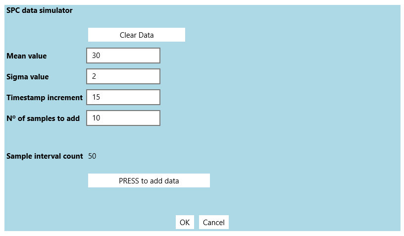 An easy to use simulator will generate sample data for all of the supported chart types.