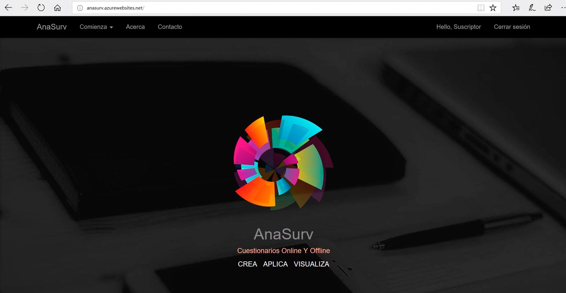 Sitio web de Anasurv, crea, aplica y visualiza tus cuestionarios así como los datos levantados