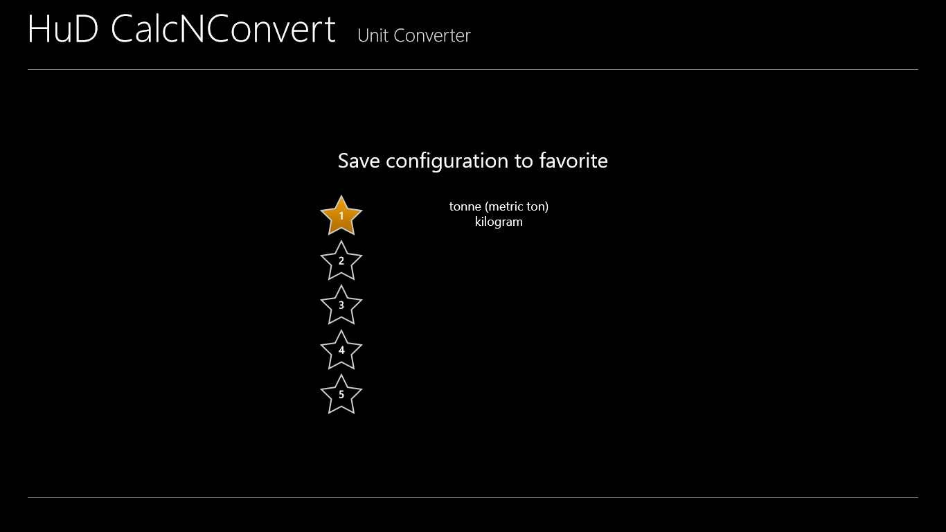 Save favorite conversion settings
