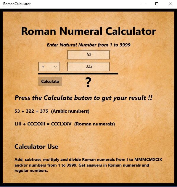 RomanCalculator