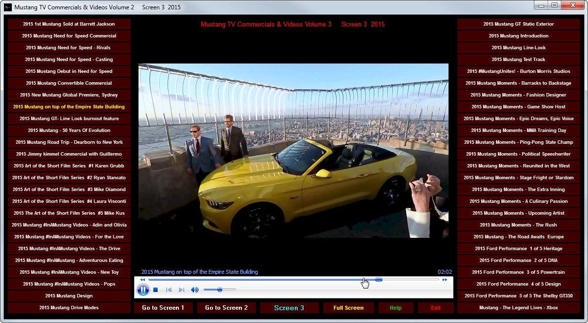 Screen 3 playing  "2015 Mustang on top of the Empire State Building" video