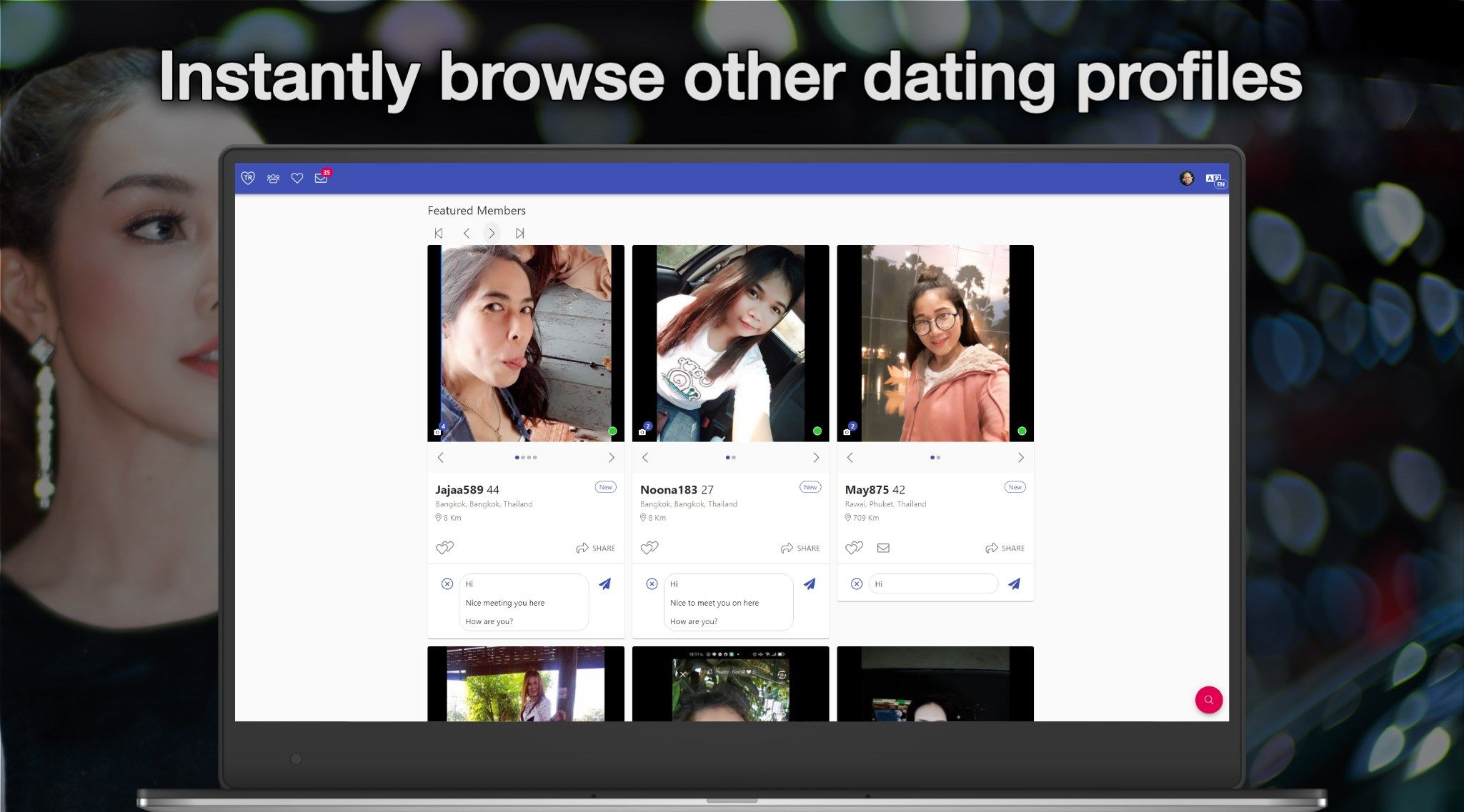 Join and instantly browse other user dating profiles