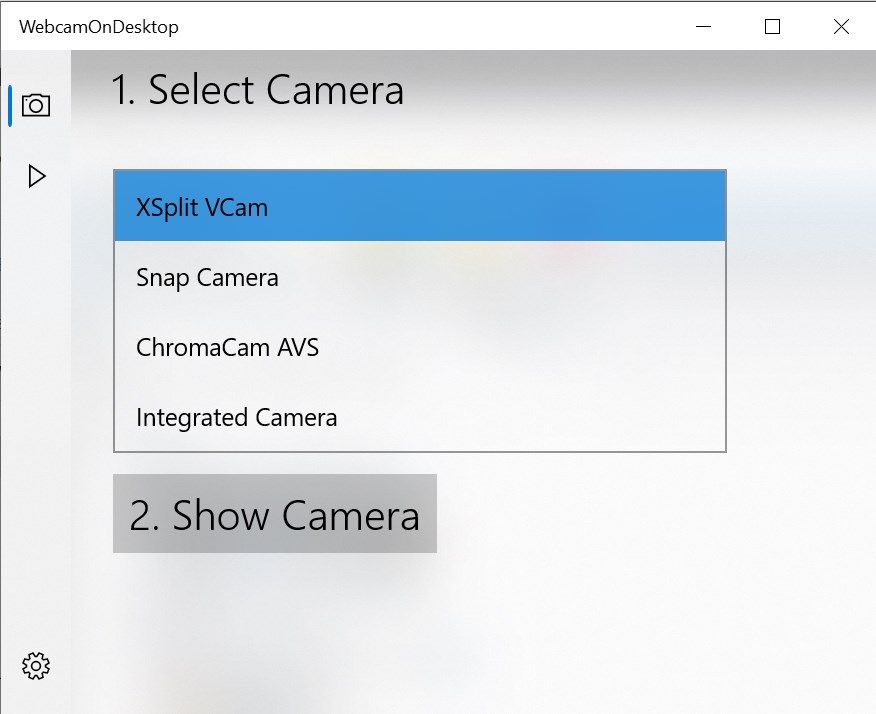 Select any of your media sources including virtual cameras.