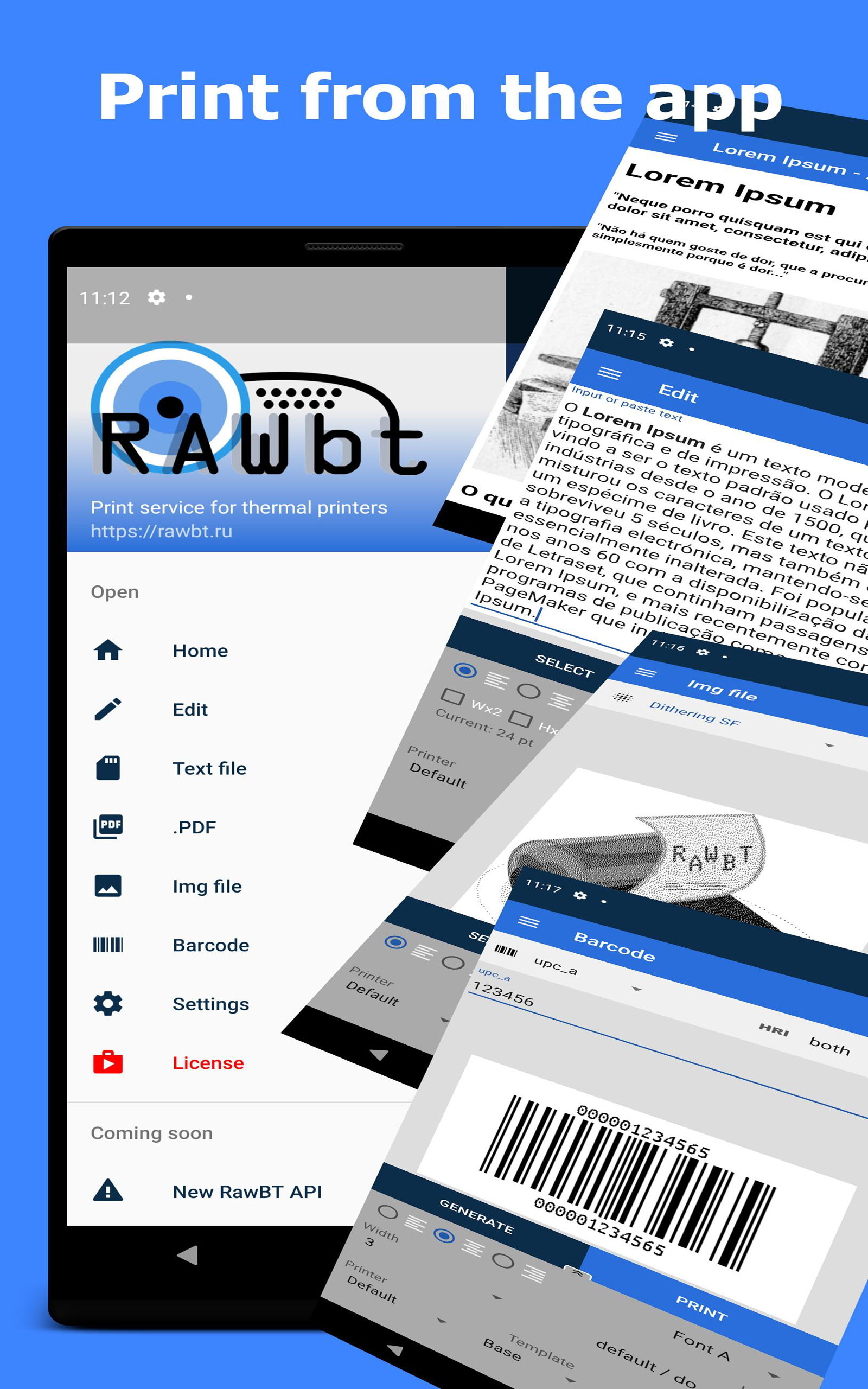 RawBT ESC Pos: Bluetooth, USB, Ethernet, WIFI