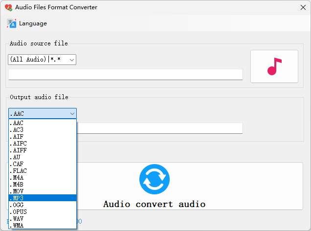 Audio files format converter