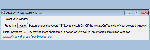 AlwaysOnTop Switch (Window Tool)