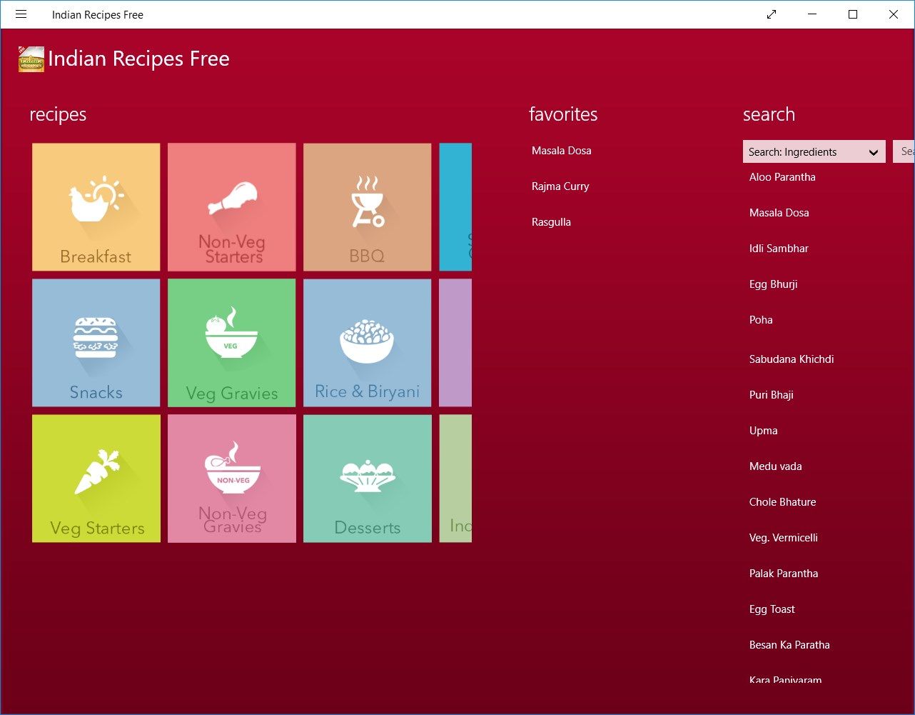 Over 12 categories to choose recipes from!