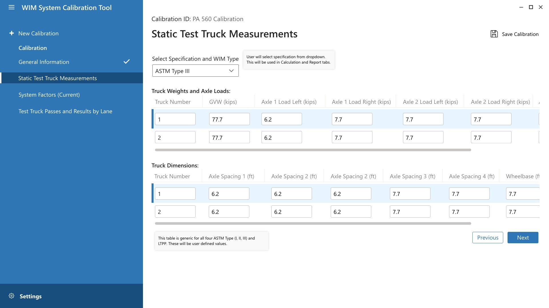 Statistic Test Truck Measurements