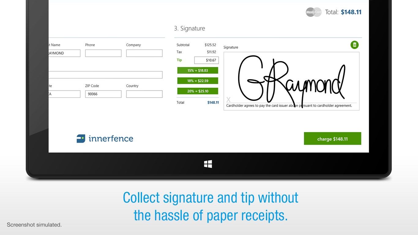 Collect signature and tip without the hassle of paper receipts