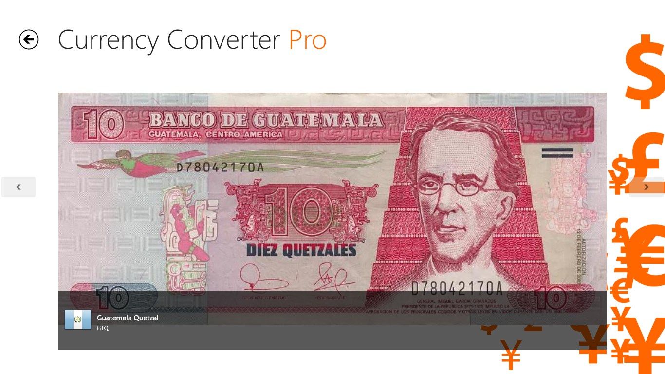 View a beautiful bank note for each currency.
