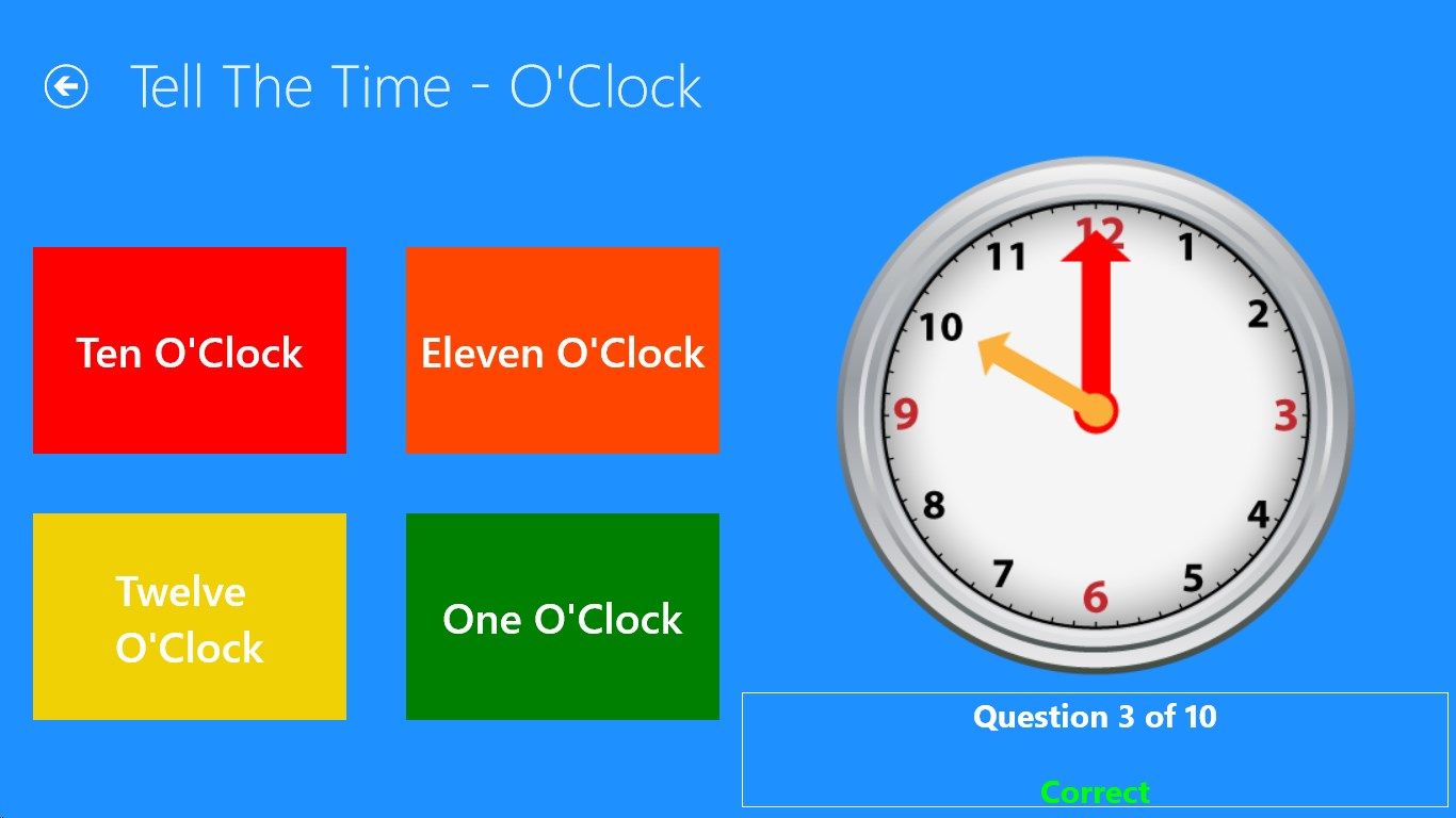 Click the button that matches the time on the clock face.