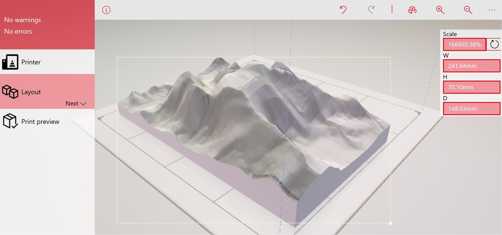 Print a model directly from the app, save to 3MF or STL, or print to the Model Print Service.