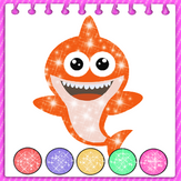 Shark Coloring Book Glitter Pages for Kids