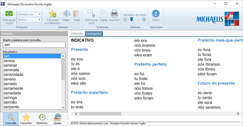 Conjugação completa dos verbos em português.