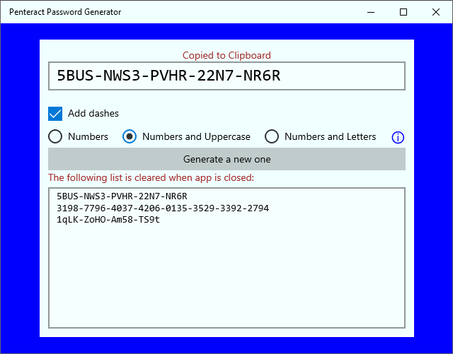 Penteract Password Generator