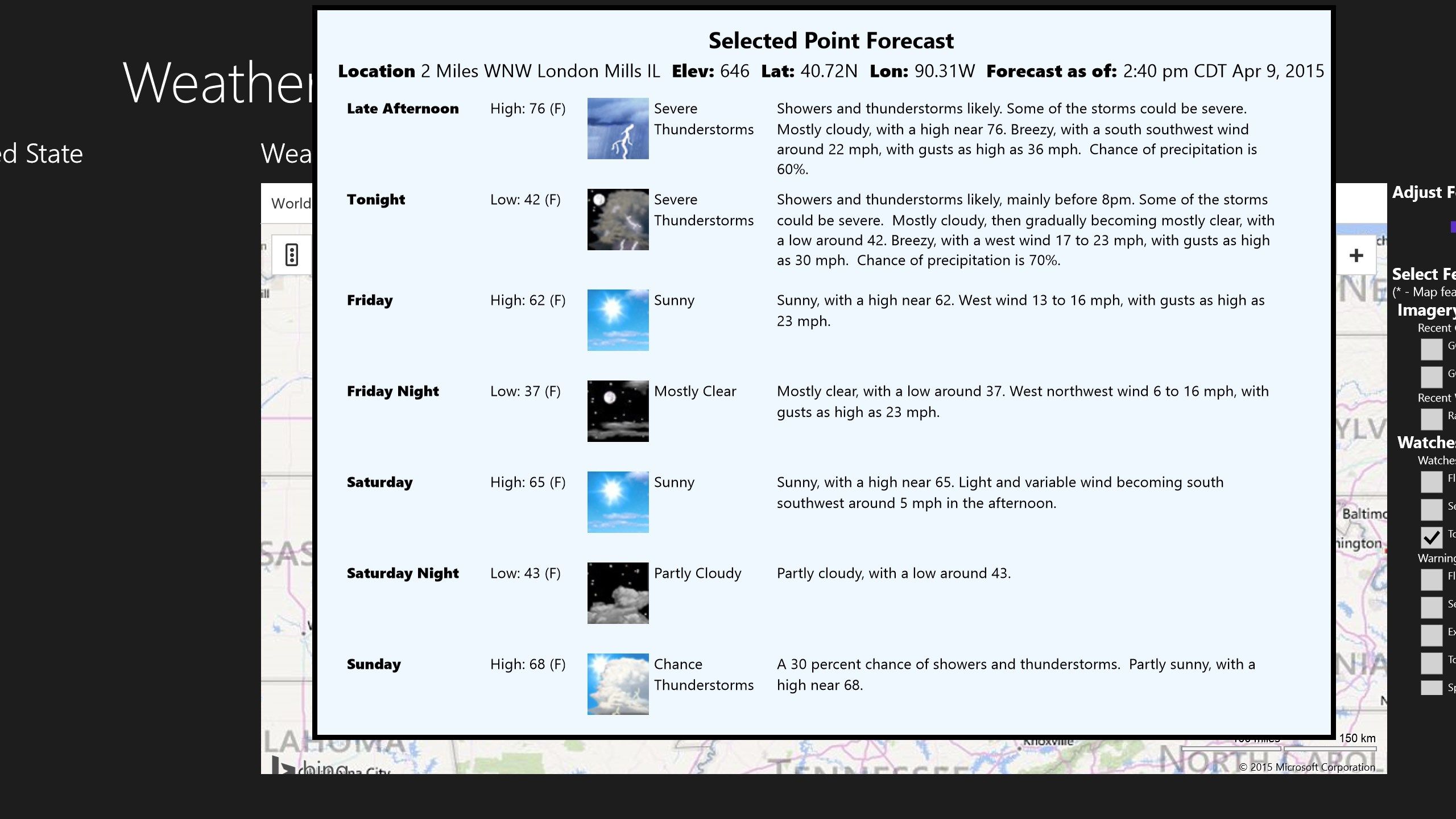 Right-click on the map to obtain a 'point-forecast'.