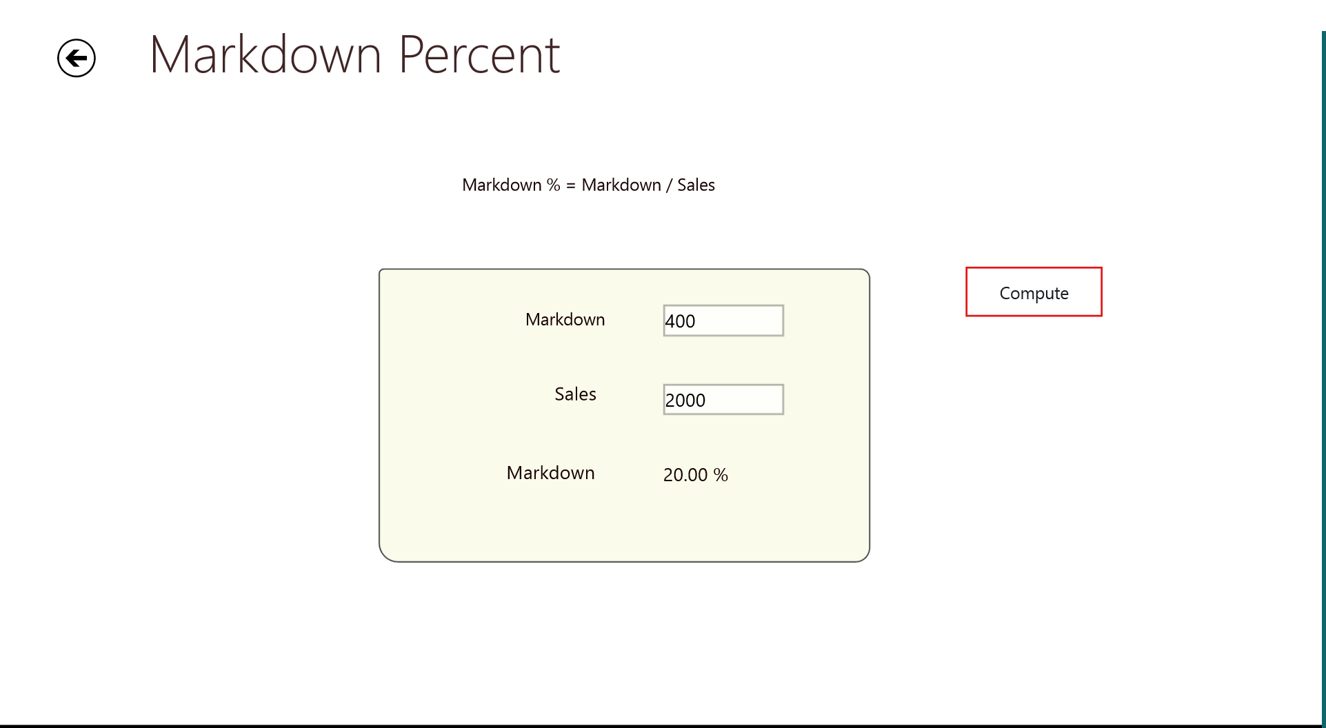 Markdown %