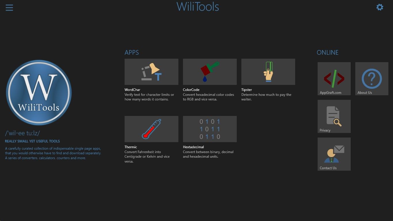 App selection screen.  Each app can be individually pinned to your Start Screen or Start Menu when the product is activated.