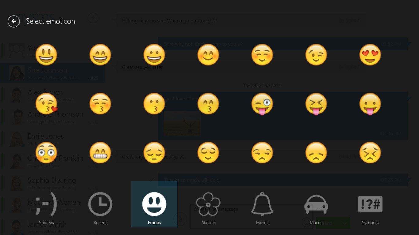 Add amazing emoticons to your texts and show your friends how you feel.
