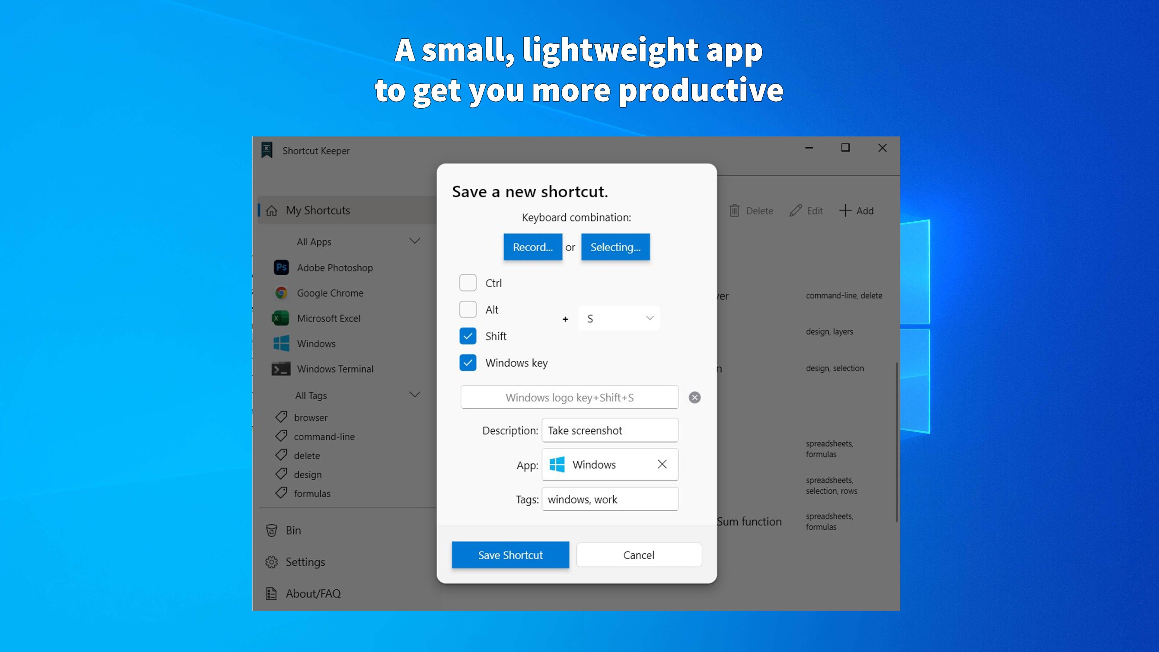 A small, lightweight app to get you more productive