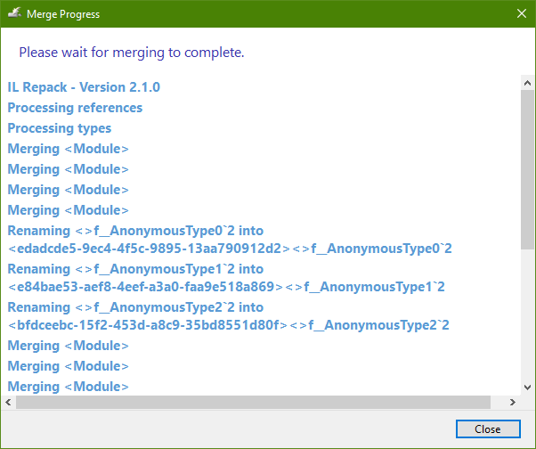 View progress messages during the merging process.
