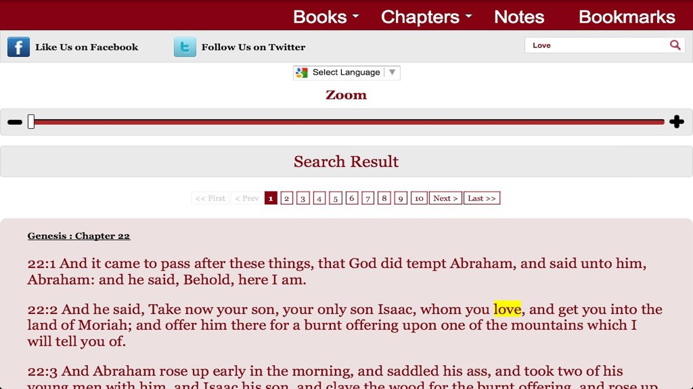 Dynamic Search engine results display for Updated KJV Bible.