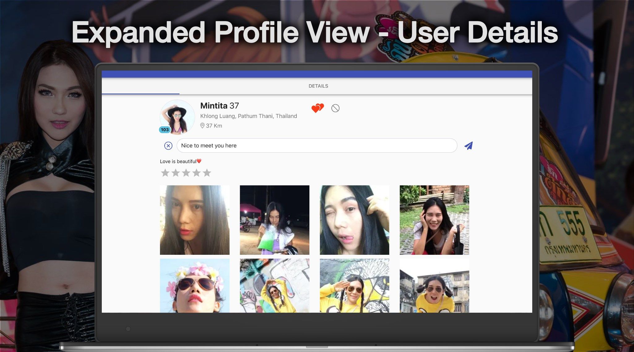 Expanded Profile view - full user details