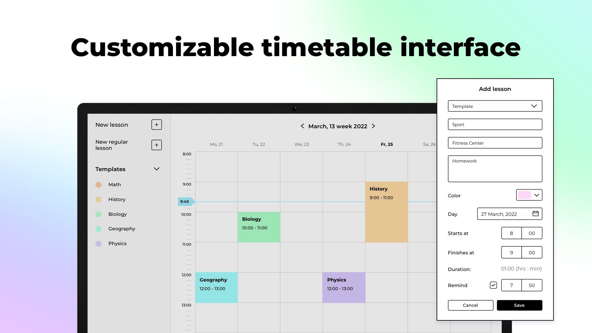 Student Timetable - Studying Organizer